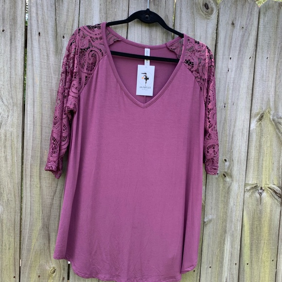 Zenana Premium Wine color Lace top NWT misc sizes - Picture 5 of 11